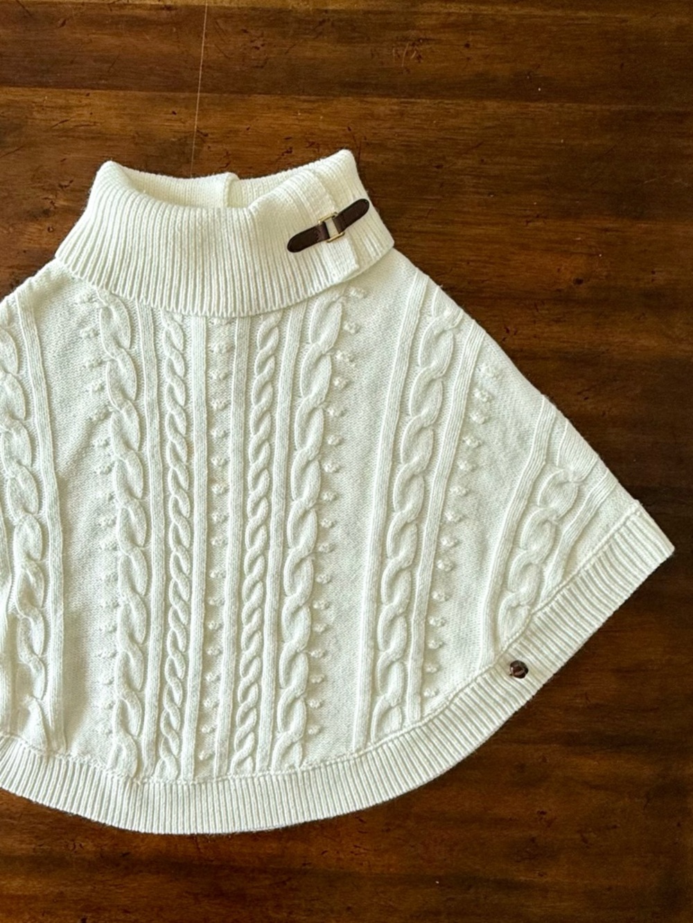 Janie and Jack The Cable Knit Sweater Cape Jet Ivory Size 7 GUC